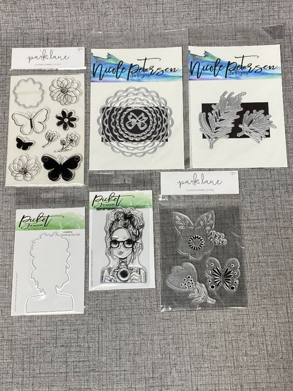 NEW Nicole Peterson Picket Fence Designs Clear Cling Stamps & Dies Park Lane Lot